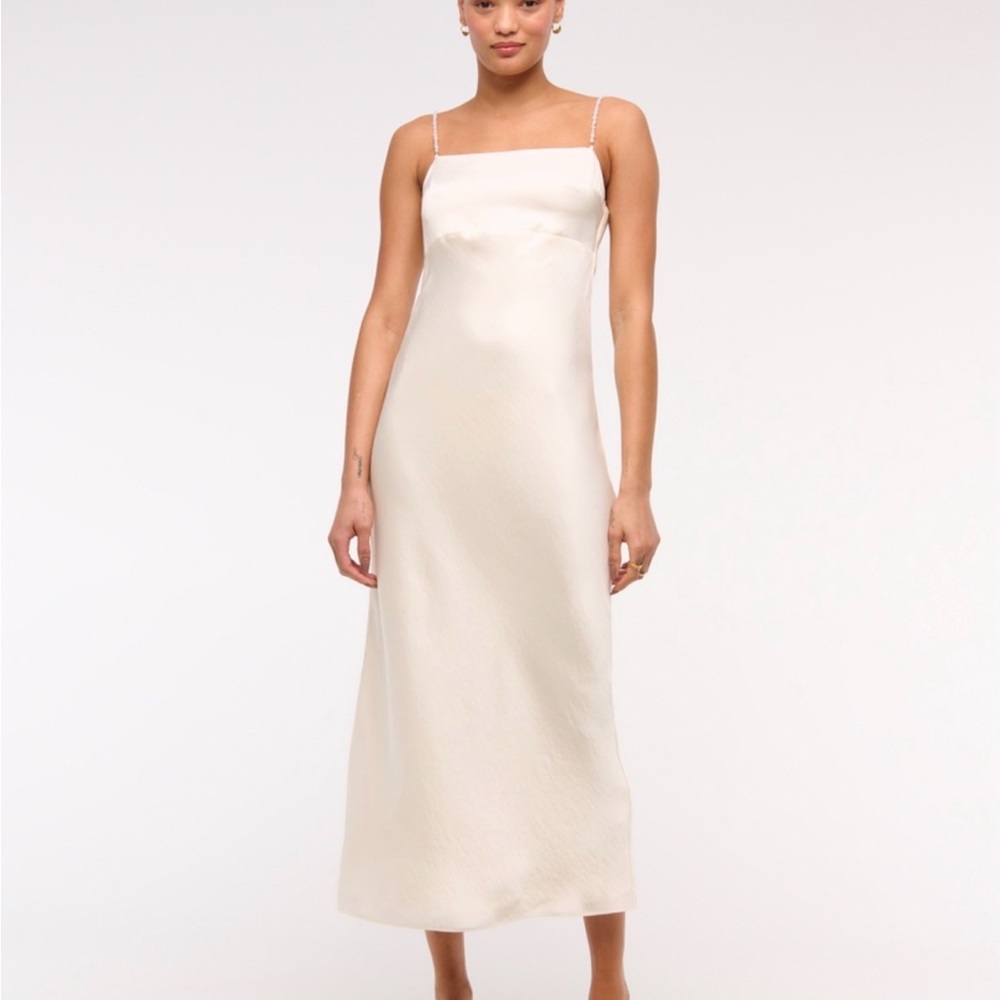 Abercrombie & Fitch Faux Pearl Cream Backless Dress